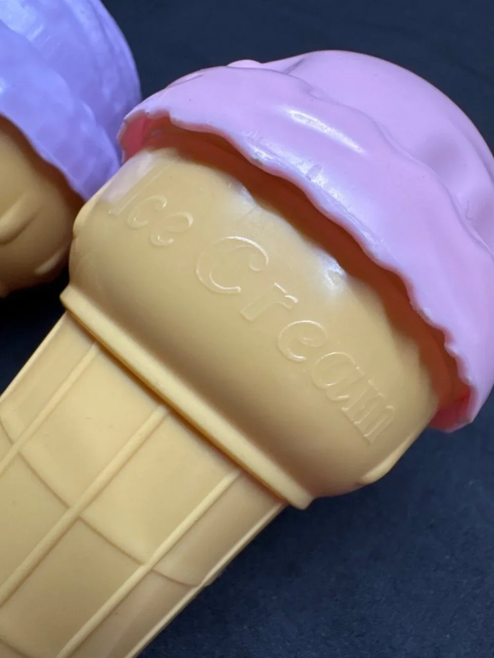 Plastic Ice Cream Cone Toys Set Of 2 Pink & Purple Detachable Tops Pretend Play